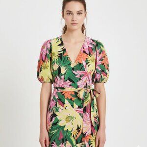 H&M Puff-sleeved Wrap DressFloral Wrap Dress Sz xs